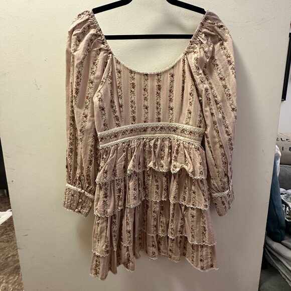 LoveShackFancy Astor Floral Mini Dress Cream Pink Size XS - Picture 5 of 5